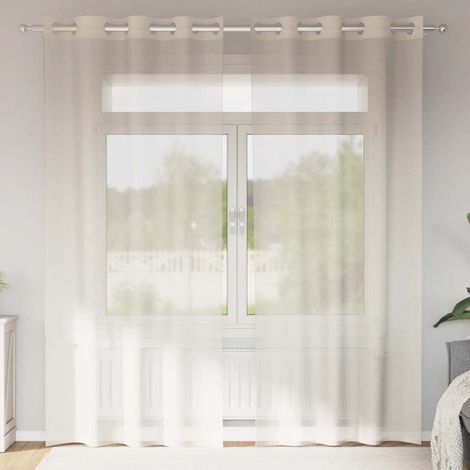 Voile Vorhänge mit Ösen 2 Stk. Creme 140x225 cm