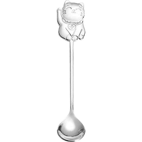 Cuillère à mélanger en forme de chat mignon, petite cuillère à café, cuillère à dessert/collation PIQ, qualités naturelles (1/5)