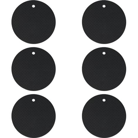 Dessous de verre en silicone – antidérapants, antiadhésifs, restent en place, plateau profond – protègent les meubles et les plateaux de table (Noir) (1/5)