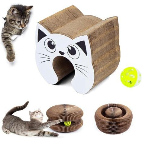 BUNTHAUS Griffoir pour chat (balle non incluse), avec herbe à chat  23 x 23 x 10 cm  convient pour les murs et les coins (1/5)