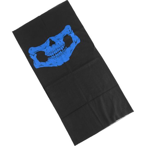 Lot de 2 foulards/bandeaux sans couture à motif tête de mort, bleus, parfaits pour le vélo et la moto. (1/5)