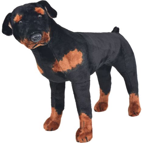 vidaXL Jouet en peluche Chien de race Rottweiler Marron et noir XXL (1/5)