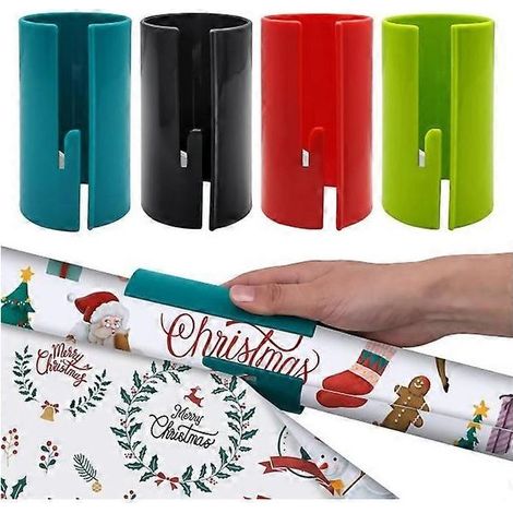 - Lot de 4 coupe-papier cadeau coulissants - Coupe-rouleau portable pour emballage cadeau de Noël et d'anniversaire (1/5)