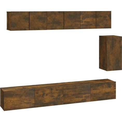 Maison Exclusive - Set di Mobili Porta TV 6 pz Rovere Fumo in Legno Multistrato (1/5)
