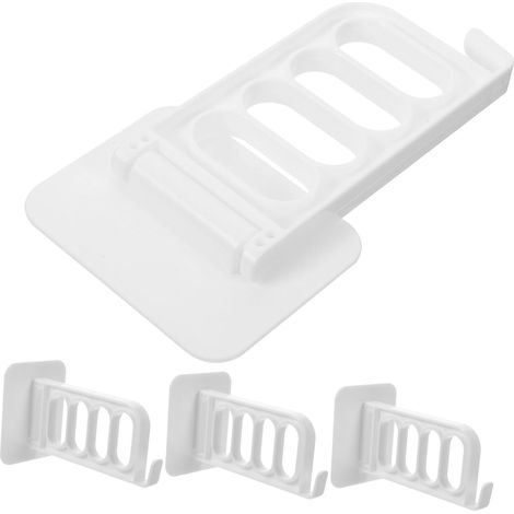 Étendoir à linge mural pliable blanc en plastique 4 pièces (1/5)