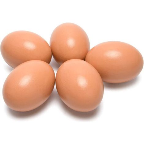 Lot de 5 œufs en bois pour poules - Œufs en bois artificiels pour aider à la ponte - Outil agricole pour volaille (1/4)