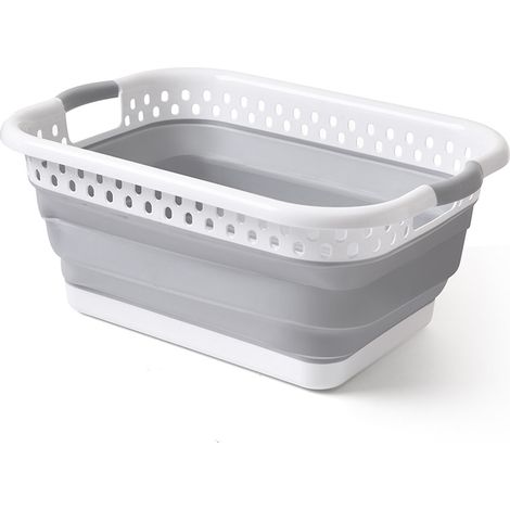 Lot de 2 Panier a linge pliable plastique 53x39x22cm Paniers à linge pliables (1/4)