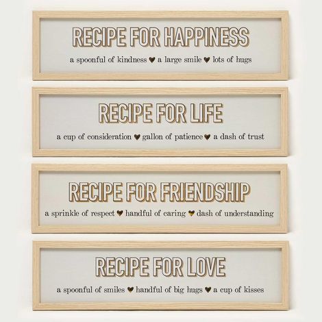 HOMESCAPES Recipes Wall Art, 13 x 52 cm, Set of 4 (1/5)