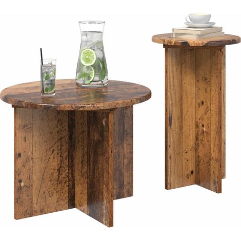 Maison Exclusive - Set tavolini 2 pcs Legno antico Legno ingegnerizzato