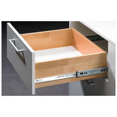 Hettich – Coulisse à billes sortie totale 700mm – Charge 45kg – Largeur installation 12,7mm – Acier zingué pour bois dur