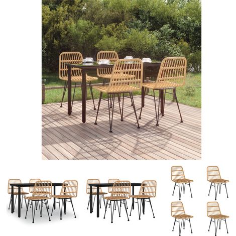 Gartenstuhl - vidaXL 5-tlg. Garten-Essgruppe Poly Rattan - Gartenesszimmer (1/5)