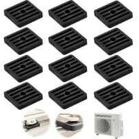 Lot de 12 Amortisseurs de Vibrations en Caoutchouc de Climatiseurs, Coussin De Choc Pour Climatisation Pieds Anti-vibrations Support pour Condenseur de Climatiseur Split Extérieur, Noir