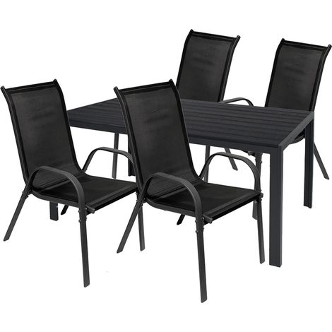 Gartengarnitur 5-teilig 150x90cm Anthrazit/schwarz/Anthrazit Polywood-M691892+4xMMC330880 (1/4)