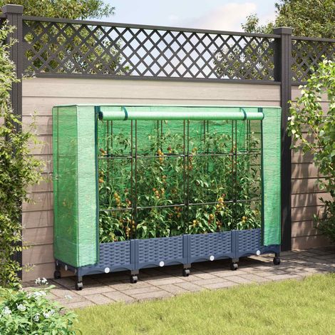 Teenpull – Gartenplanter mit Gewächshausabdeckung und Rädern 4 Stk. PP (1/5)