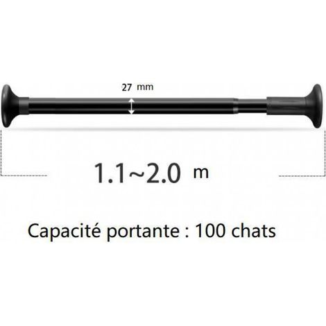 Tringle à rideau de douche - Inox - Télescopique - Extensible - Sans perçage - Noir (1/4)
