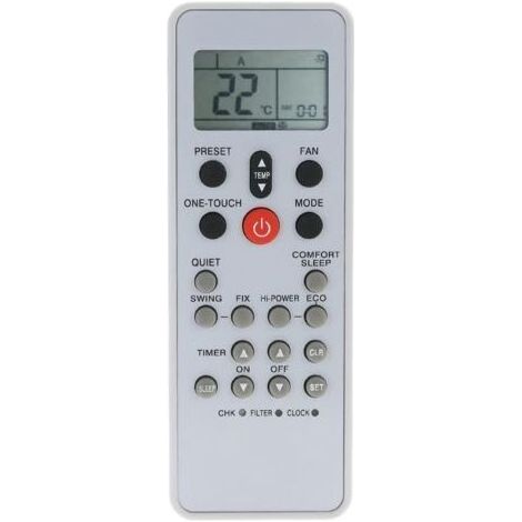 Télécommande de remplacement pour climatiseur Toshiba WC-L03SE – Longueur 15 cm – Largeur 5,5 cm – Compatible avec 2 piles AAA (1/5)