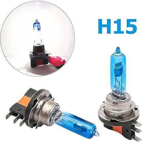 Ampoules de phares halogènes H15 pour voiture 12V 15/55W Pleine puissance 6000K Blanc super lumineux Feux de brouillard DRL (Lot de 2) (1/3)