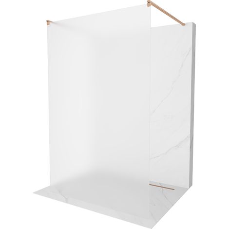 Paroi de douche Mexen Kioto autoportante 100 x 200 cm, verre dépoli 8 mm, laiton brossé - 800-100-002-65-30 (1/5)