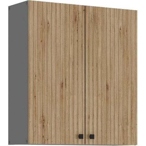 Küche AVA Artisan Hängeschrank 80 cm Lamellenoptik Küchenzeile Einbauküche (1/5)