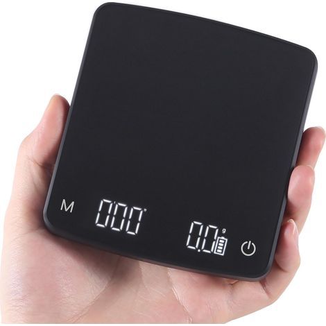 Balanza para café con temporizador automático para espresso y café de filtro, 2 kg/0,1 g, recargable tipo C, función de tara. (1/4)