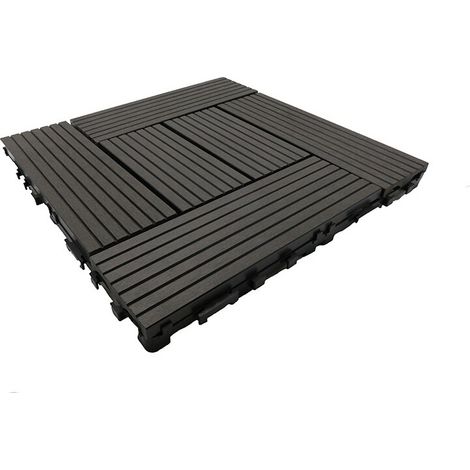 Dalle de terrasse bois composite Classic 30 x 30 cm - Coloris - Gris carbone, Epaisseur de la lame - 11 mm, Epaisseur du support - 10 mm, Epaisseur - 21mm, Largeur - 30 cm, Longueur - 30 cm