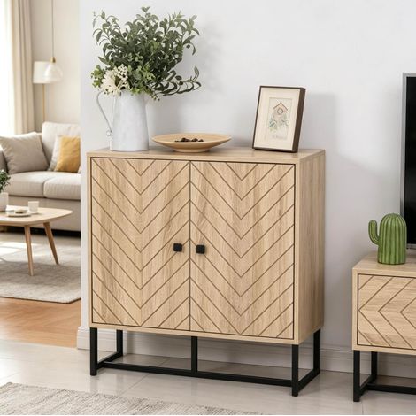 Credenza contenitore 2 ante in truciolare e MDF 80 x 29,5 x 80 cm (1/5)