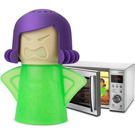 Nettoyant pour micro-ondes Angry Mama : Nettoyant vapeur et désinfectant pour four à micro-ondes Angry Mom avec vinaigre et eau pour la cuisine, équipement de nettoyage à la vapeur. (1/5)