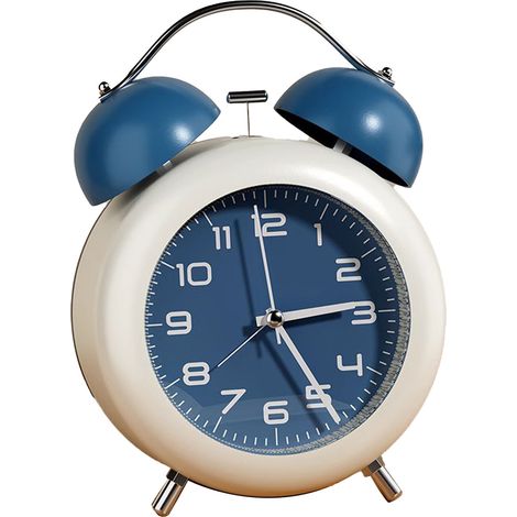 Doppelwecker für Kinder mit Summer, ABS, Batterien, Nachtlicht, Schreibtisch, Schlafzimmer, blau (1/5)