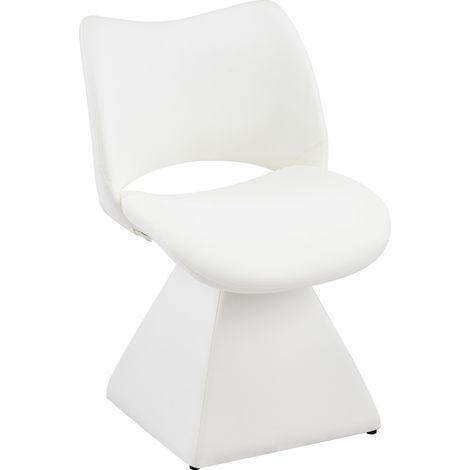 Fauteuil pivotant blanc en similicuir, dossier haut moderne pour salle à manger et bureau (1/5)