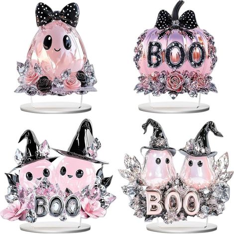 Halloween Center Table Decor 4 Piece Cute 2D Acrylic Pumpkin Car (1/5)