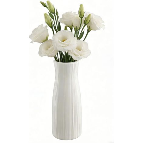 Vase Géométrique, Vase pour Herbe de la Pampa Arrangement Floral Créatif, Petits Vases Modernes en Plastique pour Décoration de Maison Bureau Salon Table Mariage, Blanc (A) (1/5)