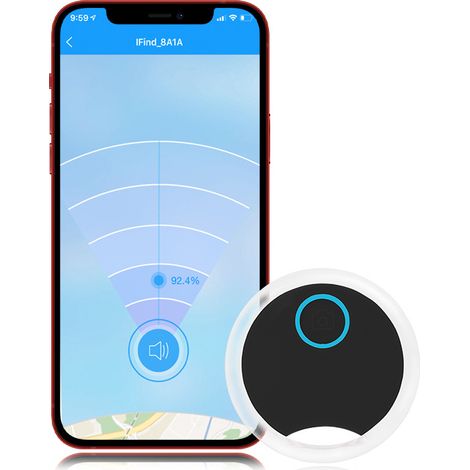Ensemble de 4 mini traceurs GPS ronds, petits, portables et discrets, pour une utilisation en extérieur, de couleur noire. (1/5)