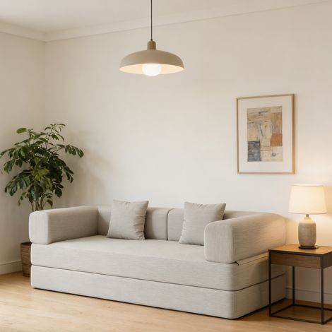 Canapé-lit convertible 3 places – Avec coussin cylindrique – Velours côtelé – Base antidérapante – Sans montage – 200×100×70 cm – Gris (1/5)
