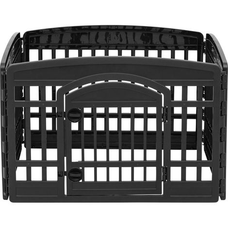 Iris Ohyama Welpenauslauf mit 4 Paneelen und abschlieÃŸbarer TÃ¼r, H60cm, Schwarz, Katzengehege, Hundebox, FÃ¼r Outdoor, Indoor, Welpenlaufstall, Hundezaun, Welpenzaun, Laufstall Hund, CI-604E WD