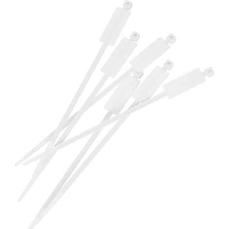 100x Attache de câble, Balise de texte 27x12mm, Polyamide PA6.6, Résistance 22kg, Blanc naturel, Usage industriel (1/4)