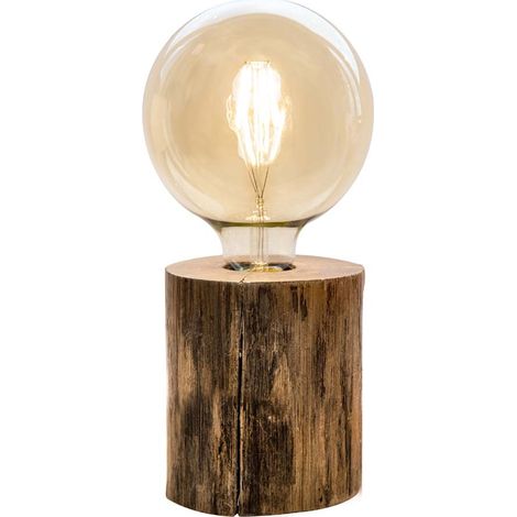 Tischleuchte Beistelllampe Leselampe Metall Holzoptik Schiebeschalter H 10 cm