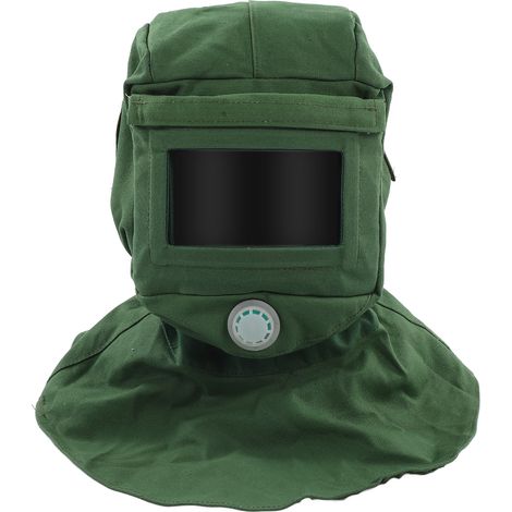 GARRYFIZH Cagoule de sablage avec visière de protection faciale, ventilation, anti-poussière, coupe-vent, en toile châle, résistante aux rayures et à la chaleur, protège-nuque