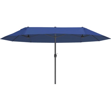 Outsunny Balkon-Sonnenschirm 455 x 265 cm, UV-beständiger Schirm mit Kurbel, windfest für Terrasse und Garten, Blau