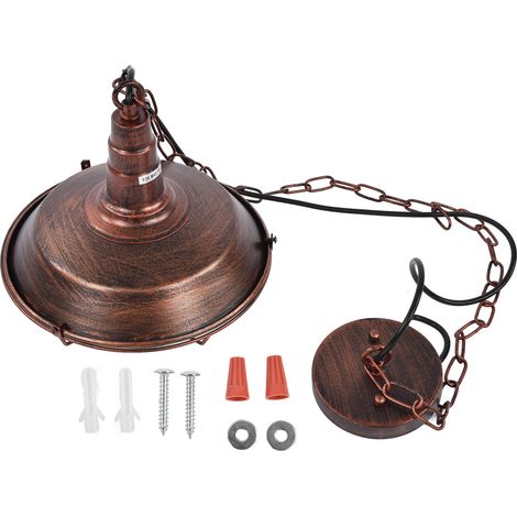 Ortviai Abat-jour suspendu en fer industriel rétro pour salle à manger, cuisine ou salon – E26, 145 cm, diam. 26 cm (1/5)