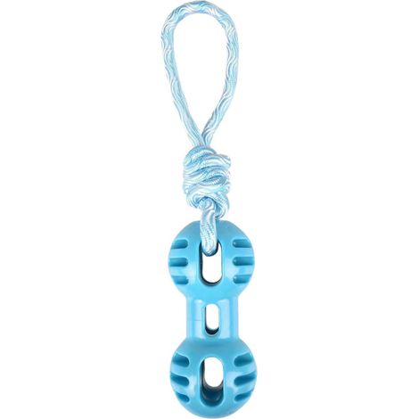 Jouet Haltère + corde à tirer bleu 34.5 cm. RUDO. en TPR. pour chien. - Flamingo