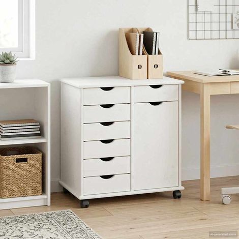 vidaXL Mobile con Ruote con ruota Bianco 63,5 x 39 x 65,5 cm