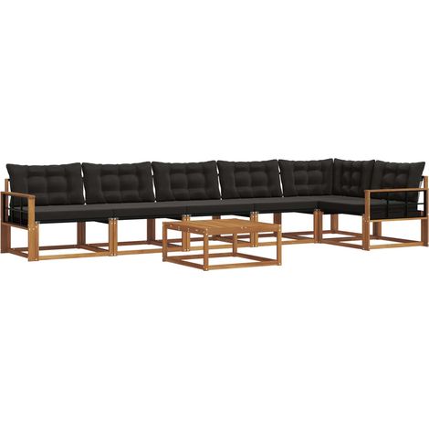 Outdoor Sofa Set with Cushion 7 pcs Natural and Black vidaXL (1/5)