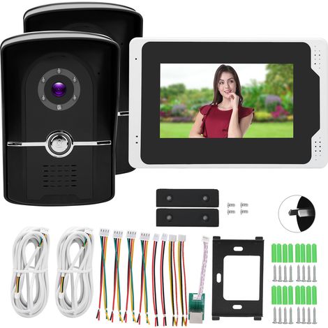 Visiophone vidéo WiFi 1080P, écran TFT 7 pouces, 2 caméras extérieures angle large 110°, vision nocturne, compatible Tuya, 100-240V (1/5)