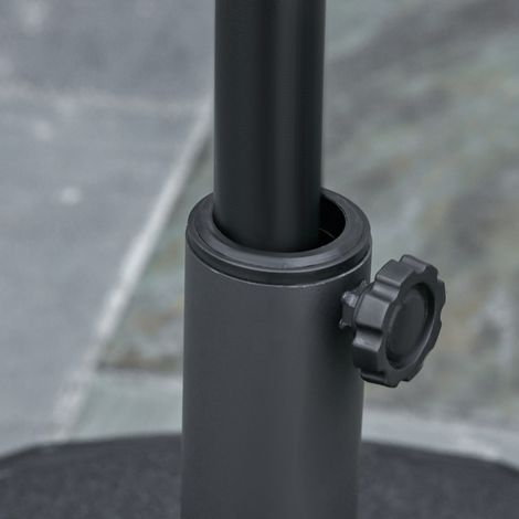 Base de parasol ronde 30kg en plastique noir pour mâts Ø38-48mm, Ø55cm (1/5)