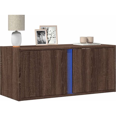 TV-Wandschrank mit LED-Beleuchtung Eichen-Optik 80x31x35 cm