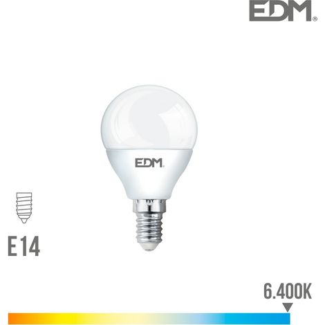 Lampadina LED EDM Sferica E14 7W 600lm 6400K Luce Fredda Ø4.5x8cm