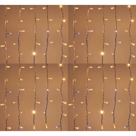 Tenda Luminosa LED 2x1.6 metri 160 Maxi LED Reflex Bianco Caldo e Flash Freddo Esterno Interno Cavo Gommato Bianco IP67 Prolungabile fino 20 mt per Natale, Matrimoni, Feste, Allestimenti Professionali