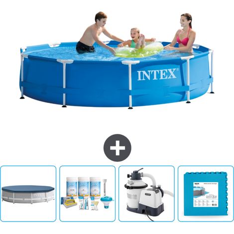 Intex-Schwimmbecken mit rundem Rahmen – 305 x 76 cm – Blau – im Lieferumfang enthalten Accessoire CB60