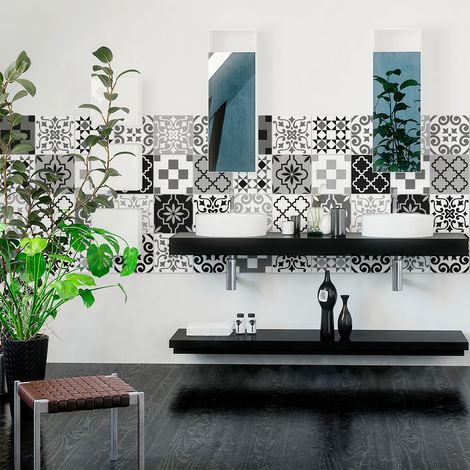 Sticker Mural Carrelage adhésif Cuisine Salle de Bain - 24 STICKERS CARRELAGES AZULEJOS CHARLINA - 24stickers10x10cm (1/5)