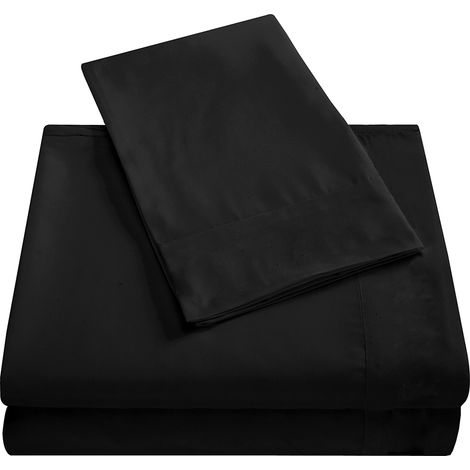 Parure de lit douce avec couvre-lit et poche profonde, ensemble de literie de haute qualité, noir, taille double, 3 pièces